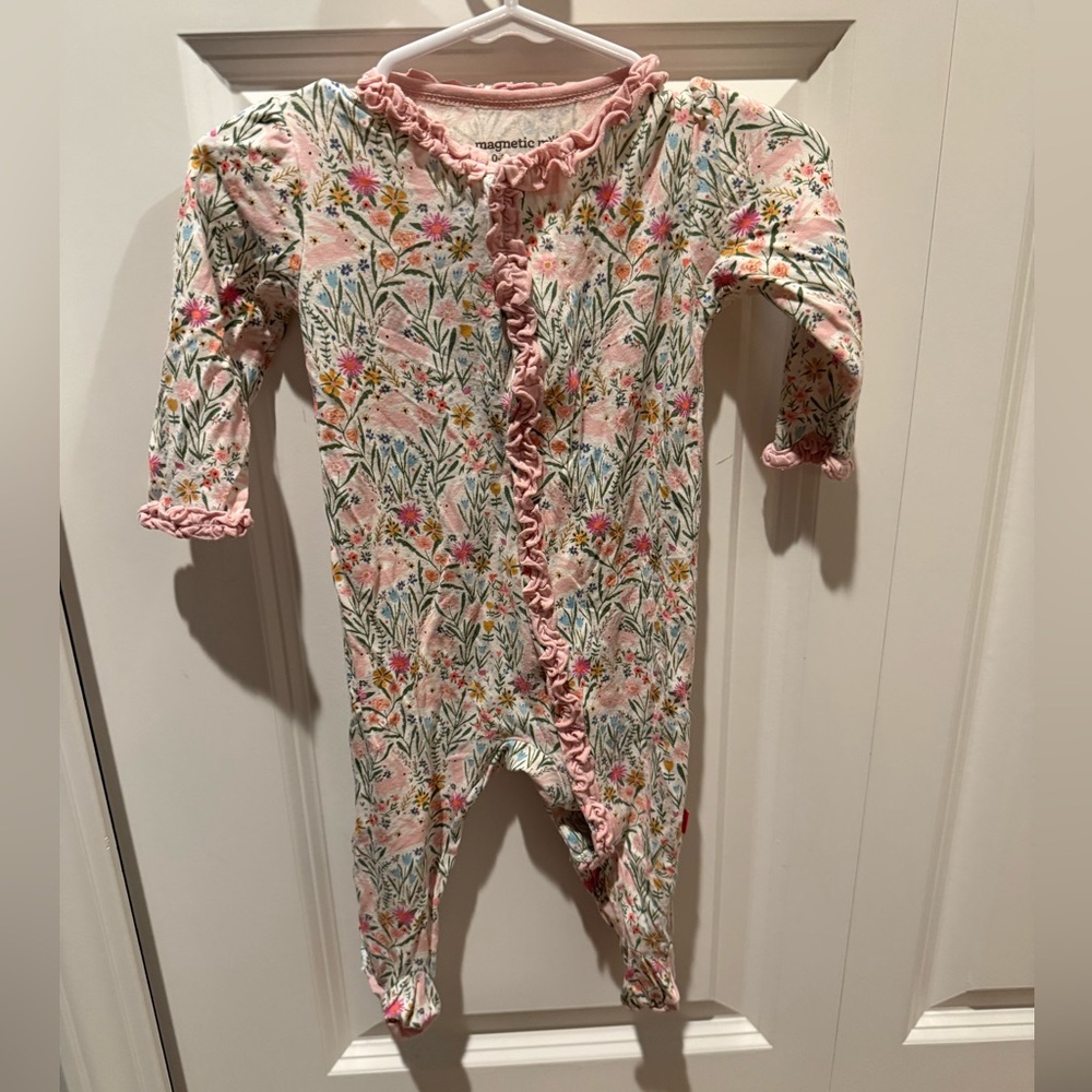 Magnetic Me Pink Floral Baby Onesie